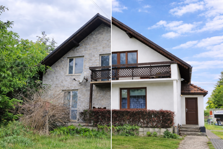 elewacja przed ociepleniem i po ociepleniu zmiana